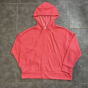 Free People Movement Work It Out Hoodie Red Fleece Lined Size M Medium Casual